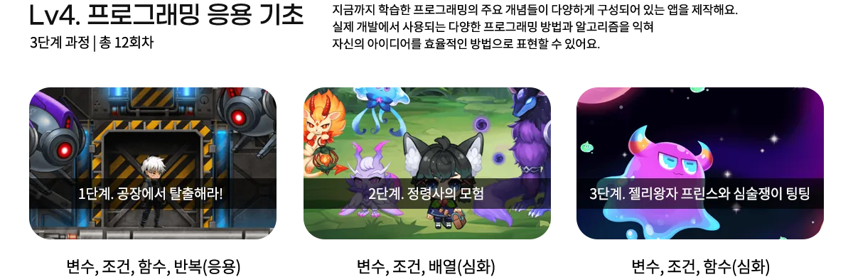 Lv4 프로그래밍 응용 기초 단계별 커리큘럼